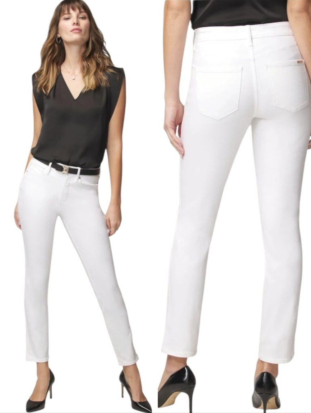WHBM High-Rise White Straight Jeans